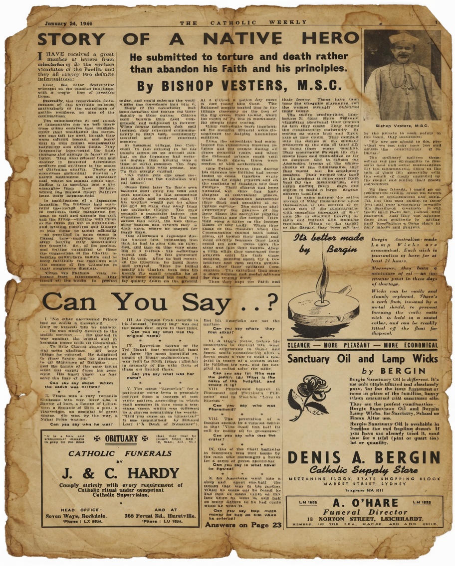 1946 01 24 The Catholic Weekly Story of a native hero 1